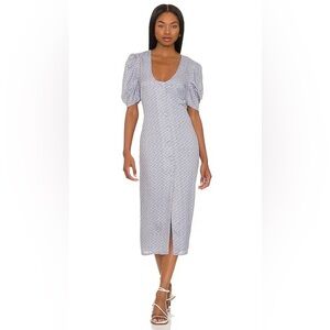 REVOLVE Lavender Floral Puff-Sleeve Midi Dress